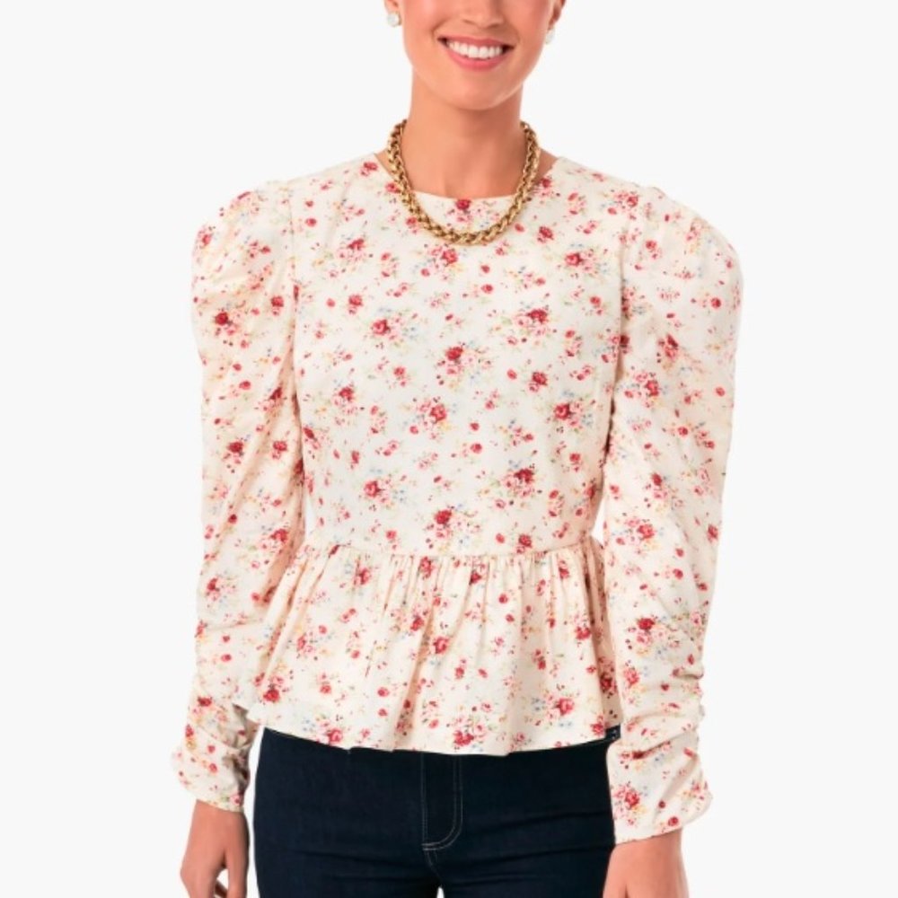 NWT Tuckernuck Hyacinth House Floral Ava Peplum Blouse Size XL